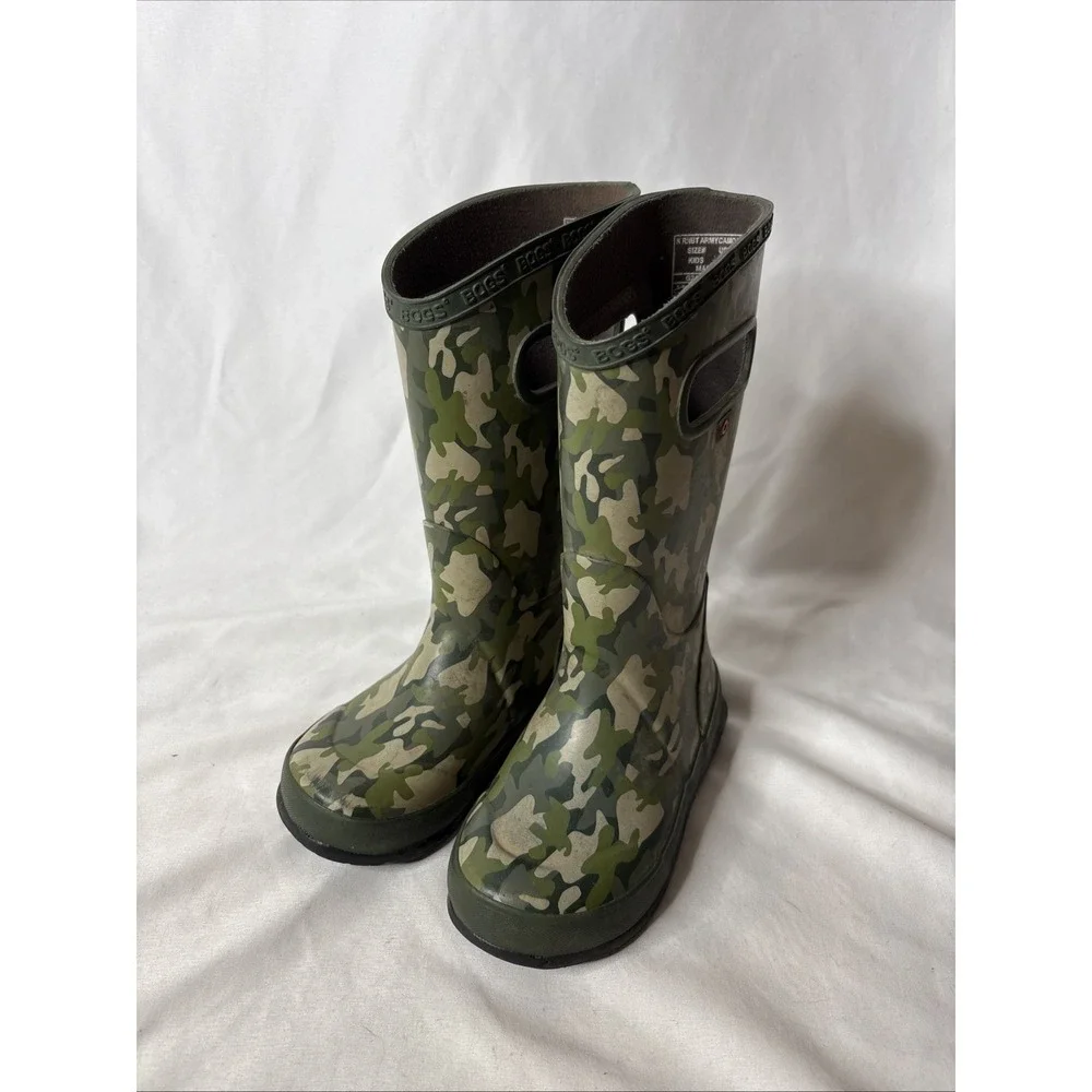 Bogs Kid's Rain‎ Boots in Camo Green Waterproof 78734-353 Size 11 Gorpcore